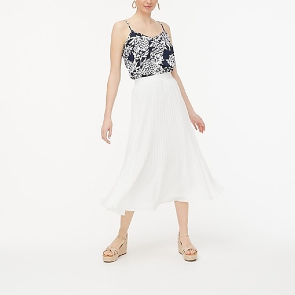 NWT JCrew Factory White Elastic Pleated Midi Skirt